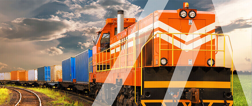 Railway container transportation of goods