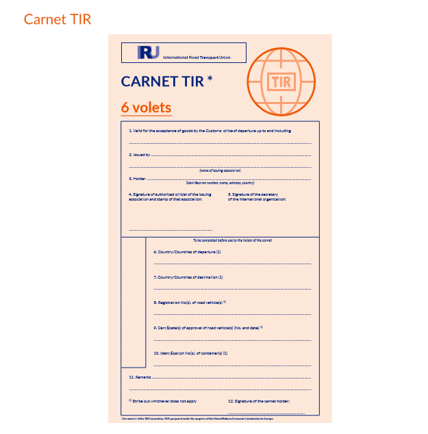 Образец заполнения carnet tir